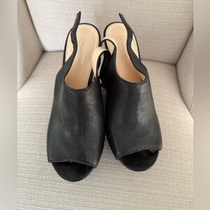 Coach Black Leather Jade Wedges, Size 8